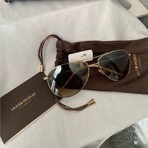 Oliver Peoples Aviator Sunglasses 524251 OV1002S BENEDICT Gold/Yellow 59mm NWT